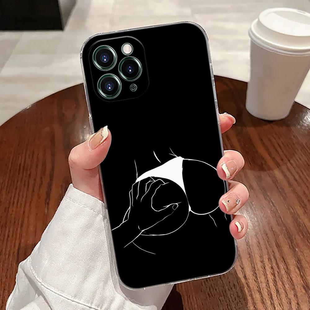 Сексуальный Чехол с Линейным Рисунком Влюбленная Пара Поцелуй Для Apple iPhone 17 16 15 14 13 12 11 Pro Max 16 Plus 16E 17Air 17Pro Чехол для Телефона Силиконовый