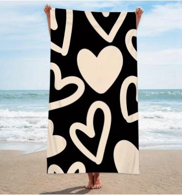 Heart Print Beach Towel, Large Microfiber Sand Free Quick Dry Towel for Beach Pool Camping Ltowels Bathroom Towels Bathroom
