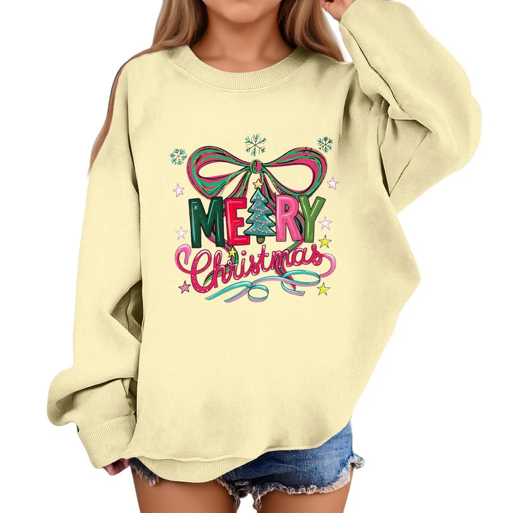 Children's Fashionable Casual Long-sleeved Loose Christmas Print Pullover Sweatshirt