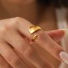 18K Gold European & American Adjustable Stainless Steel Open Ring for Women - Fashionable, Simple & Personalized