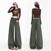 Осенние и зимние новые хлопковые джинсы с высокой талией и широкими штанинами для женщин