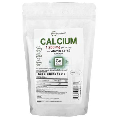 Кальций с микроэлементами, витамин D3 + K2 и бор, 300 таблеток