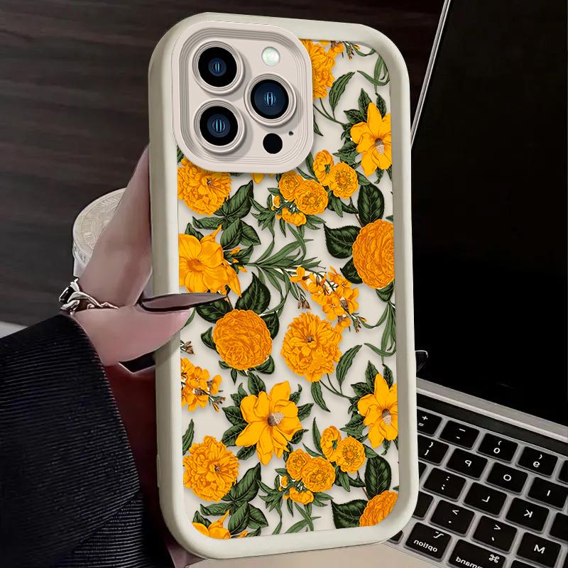 Красивый чехол с подсолнухами для iPhone 17 Air 16 16E 15 14 13 12 11 Pro Max X XS X S Max XR SE 2020 SE4 7 8 Мягкая силиконовая накладка