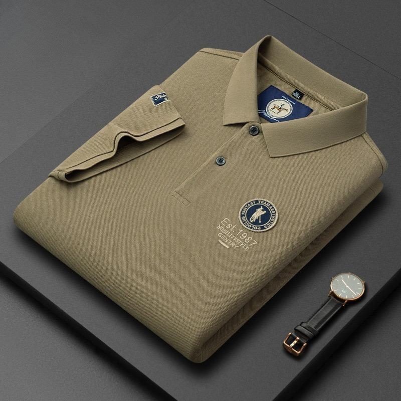 Trend Hub New High-end Men's Short Sleeved T-shirt Embroidered Lapel Polo Shirt Plus Size Paul Thin Top for Men