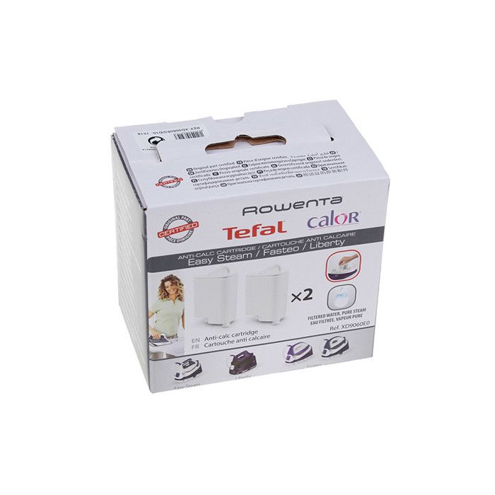 Картридж против накипи - CALOR, ROWENTA - Набор из 2 шт. - Совместим с несколькими моделями - Система защиты от накипи