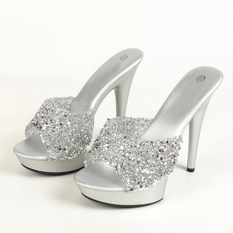 Liyke Новый стиль блестящие прозрачные туфли из ПВХ с пайетками женские тапочки на платформе сексуальные открытые носки стриптизерши высокие каблуки летние сандалии