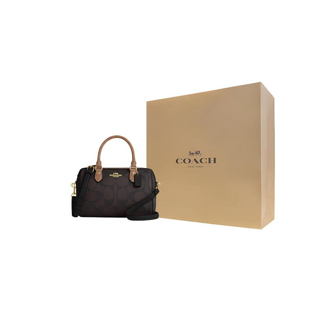 Coach Rowan 25 Сумка через плечо на ремне с принтом и покрытием из канваса Средняя женская сумка Коричневый CY679-IMXI8