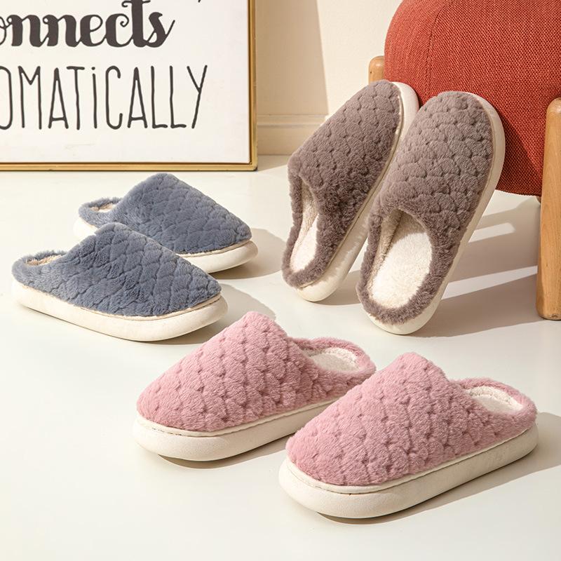 Fashion Winter Thin Household Bedroom Cotton Slipper Warm Furry Men Women Shoes Indoor Slippers Warm Plush Home Slipper Ladies Flip Flop