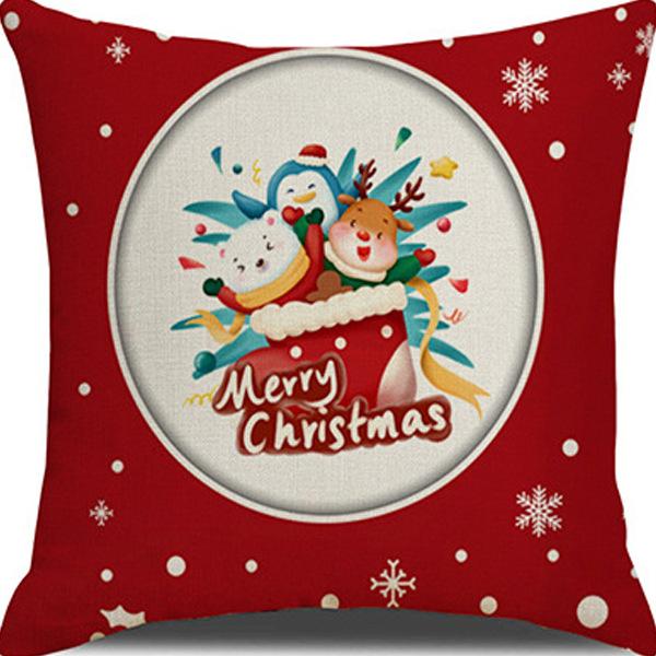 Наволочка на рождественскую тематику Рождественская наволочка из льна с принтом снеговика Высококачественная наволочка для автомобильной подушки