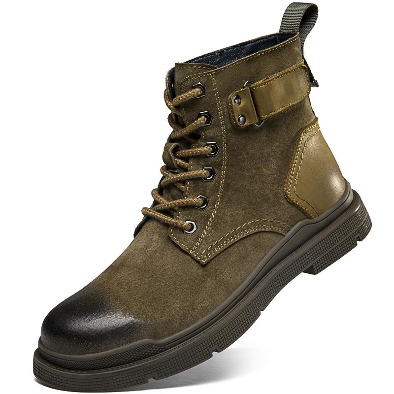100% натуральная кожа мужские ботинки на шнуровке дышащая обувь с высоким верхом повседневная мужская зимняя обувь осенние зимние ботинки ботинки для пустыни