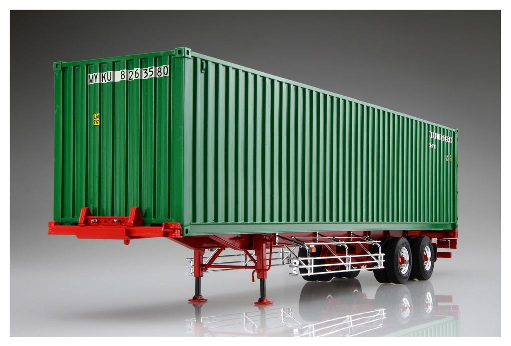 Aoshima Bunka Kyozaisha Heavy Freight Series 40-футовый морской контейнерный прицеп двухосного типа, пластиковая модель 1/32 № 6