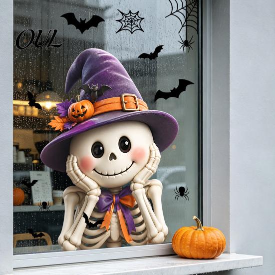 Decorative Window Film Halloween Ghost Glass Sticker, Cartoon Static Cling for Decals Parties, Waterproof Decoration Decal Home Office Seasonal Party