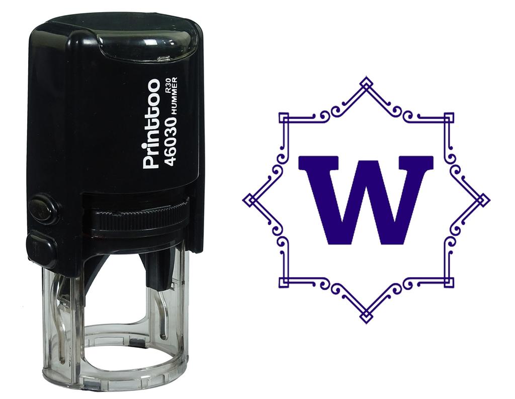 Printtoo Octagon Celtic Swirl Frame Alphabet W Monogram Self Inking Rubber Stamp Office