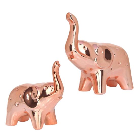 1 Pair Elephant Statue Home Decor Ceramic Elephant Figurines Desktop Elephant Sculpture for Office Bookshelf Living Room