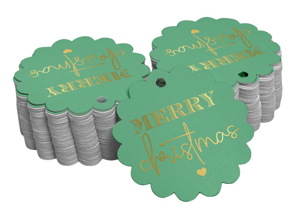 Inkdotpot Real Gold Foil Merry Christmas Tags Favor Hang Paper Tags 100