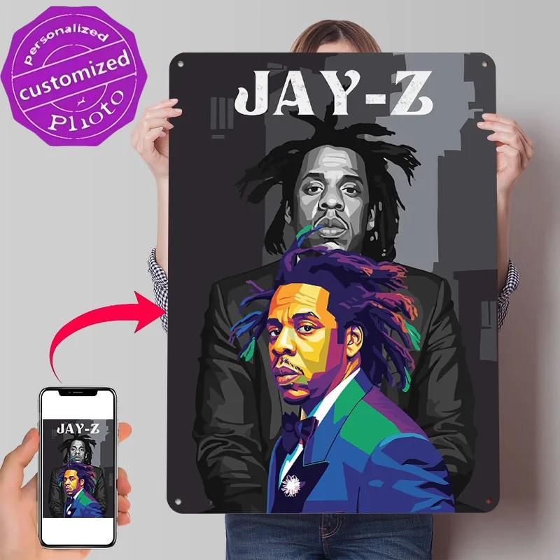 JayZ Pop Art Portrait D Printed Texture Poster Personalized Wall Art Retro Metal Tin Signs for Bedroom Decoration Gaming House
