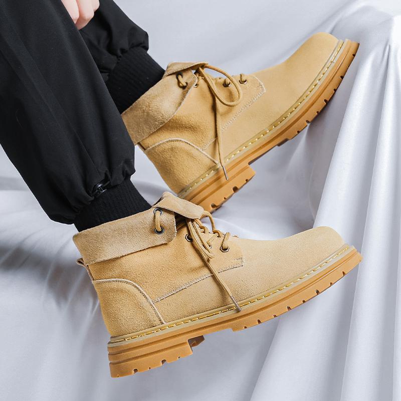 Retro Men Boot 2024 Fashion Comfortable Spring Leather Boots Fashionable Genuine Leather Men British Style Lace Up Mid Top Boots