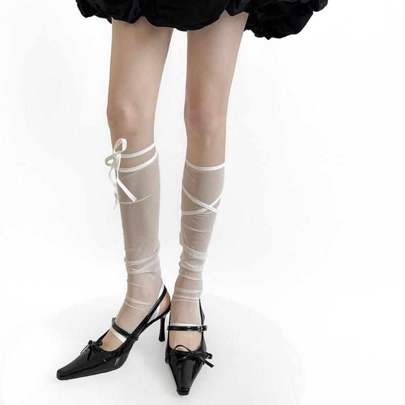 Women's Leg Warmer Summer Sheer Mesh Leg Sleeves Harajuku Leg Cover Stockings Fashion Ankle Heap Socks Long Boot Socks