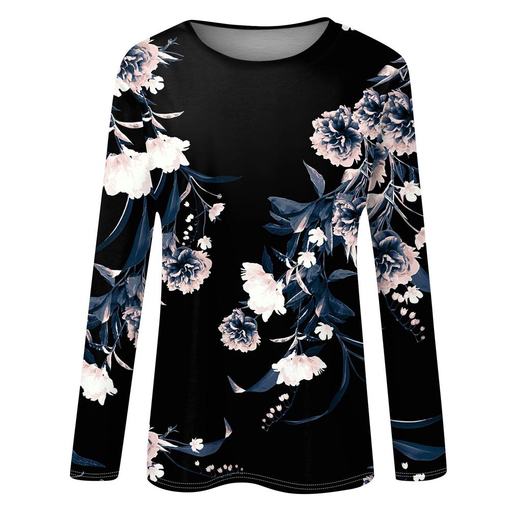 Женская модная повседневная блузка с длинным рукавом и круглым вырезом, пуловер