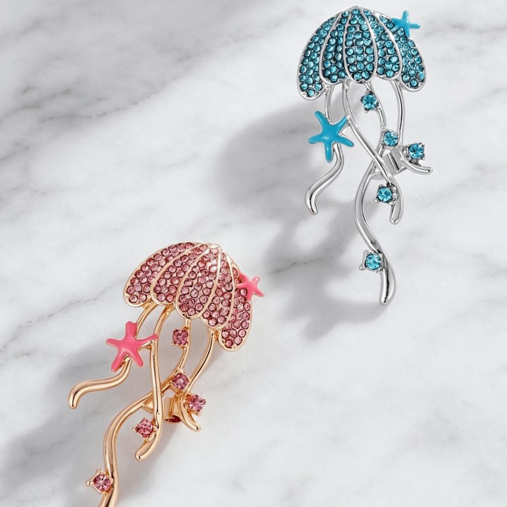 Sparkling Rhinestone Breast Pin Zinc Zinc Alloy Sea Life Pins New Jellyfish Brooches Women