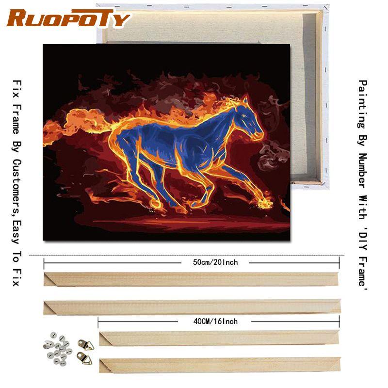 RUOPOTY With DIY Frame Animals DIY Painting By Numbers Unique Gift Acrylic Paint By Numbers Hand Painted Wall Art 40x50CM