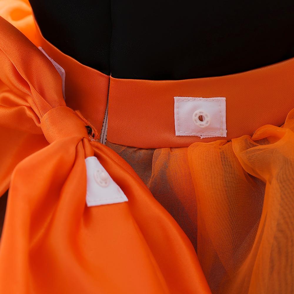 Карнавальный костюм для косплея тыквы для девочек, Vestidos для детей, оранжевые вечерние платья с бантом для девочек, черное платье для выпускного вечера на Хэллоуин с привидением