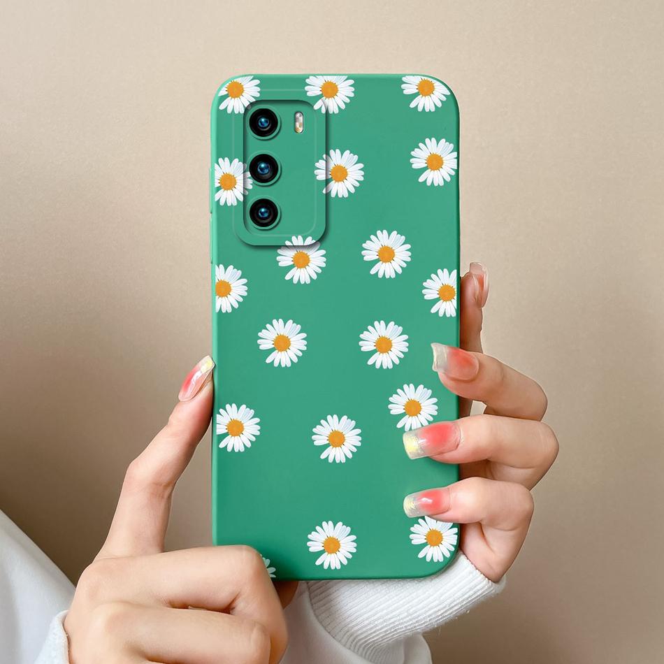 Чехол для Huawei P40 Pro Цветок Пилот Задняя крышка Мягкий Жидкий Силикон Защита Камеры Чехол для Телефона Для Huawei P 40 P40Pro Coque