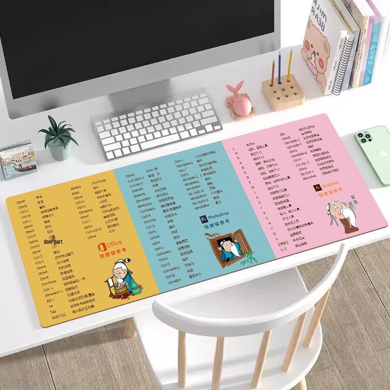 Extra Large Dirt-Resistant Gaming Desk Mat with Custom Shortcut Keys