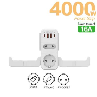 Сетевой фильтр с вилкой ЕС переменного тока, настенная розетка с держателем для мобильного телефона, 2 порта USB 2 типа C, сетевой фильтр-адаптер для зарядки