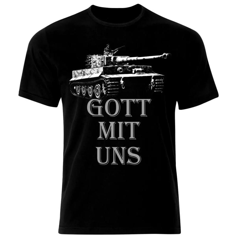 Футболка Gott Mit Uns Tiger немецкой армии, танковая танковая футболка времен Второй мировой войны