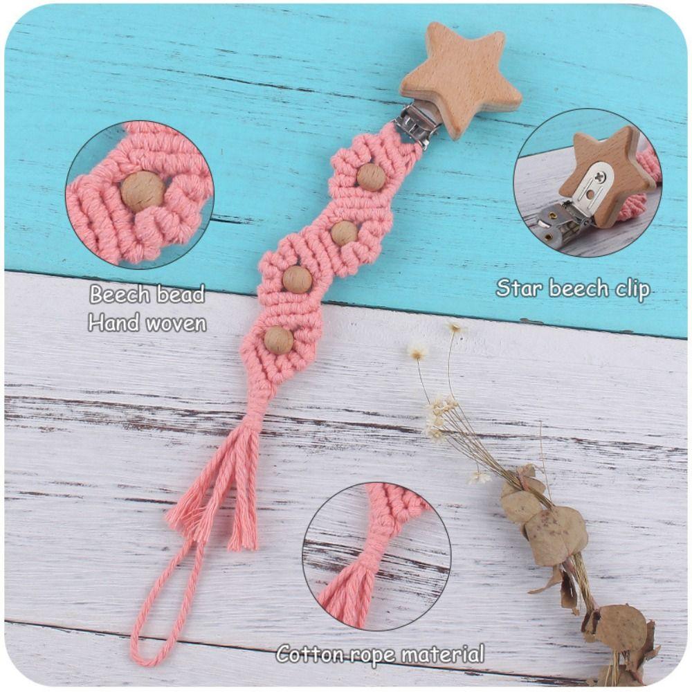 Круглый держатель для пустышки с зажимом из дерева, зажимы для держателя соски, милый детский плетеный держатель для пустышки, дети