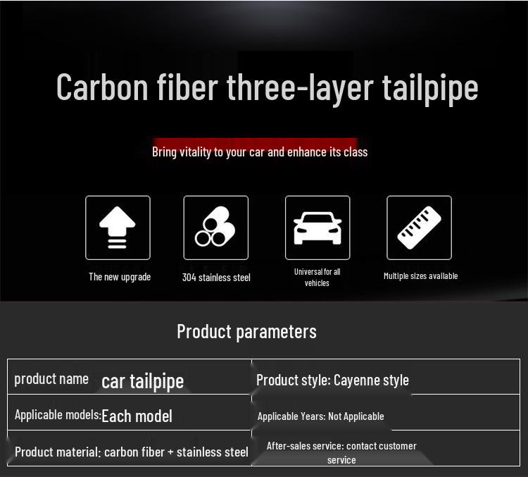 Насадка выхлопной трубы из углеродного волокна в стиле Cayenne для различных автомобилей