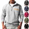 Men's Outerwear, Half Zipper Stand Up Collar With Fleece, Heavy-duty Sweatshirt With Patch Pockets
