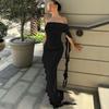 European and American Women's Summer Fashion Personality One Shoulder Pleated Solid Color Slim Fit Dress
