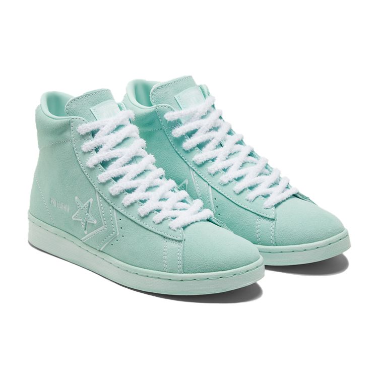 Converse Cons Pro Leather Hometown Comfortable Non-Slip Durable Lightweight High-Top Skate Shoes Unisex Skate Shoes Aqua-Green 171228C
