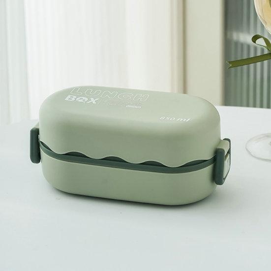 850 мл Bento Box Двухслойная сетчатая конструкция Большая вместимость Пищевой пластик Многофункциональный офисный работник Термо-ланч-бокс Товары для отдыха на природе