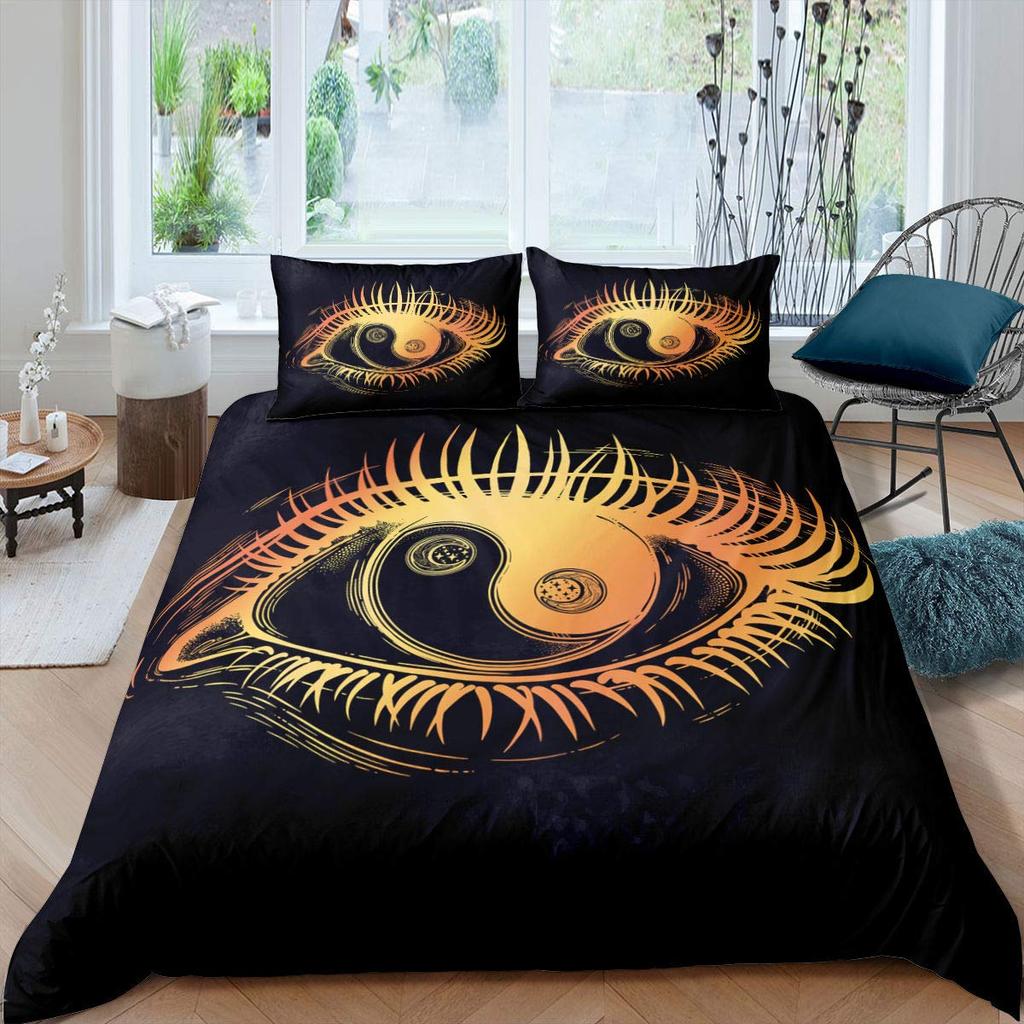 Yin Yang King Queen Duvet Cover Mandala Bohemian Bedding Set Retro Lotus Tai Chi Bagua Comforter Cover Chinoiserie Quilt Cover