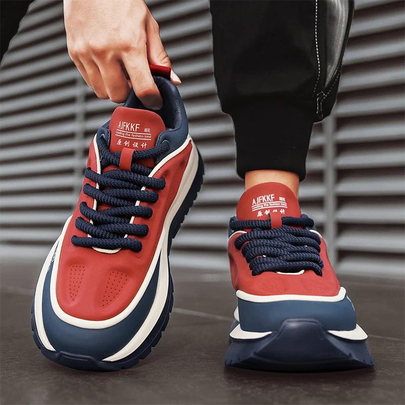 Модные мужские кроссовки Мужские кроссовки Обувь для мужчин Спорт и отдых Толстая подошва Мягкие и удобные Скейтборд Мода Круглый носок