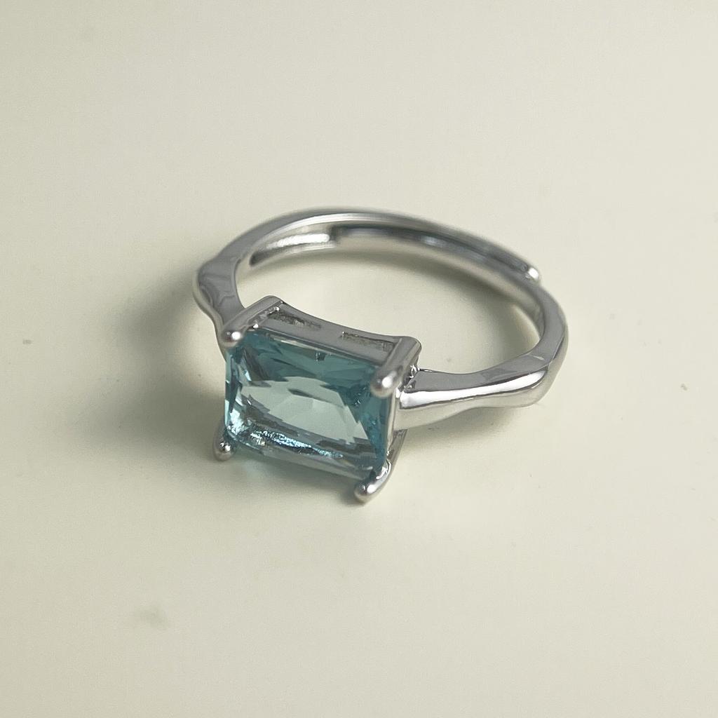 925 Sterling Silver Rings for Women Couple Minimalist Handmade Blue Stone Ring Fine Jewelry Gift Prevent Allergy