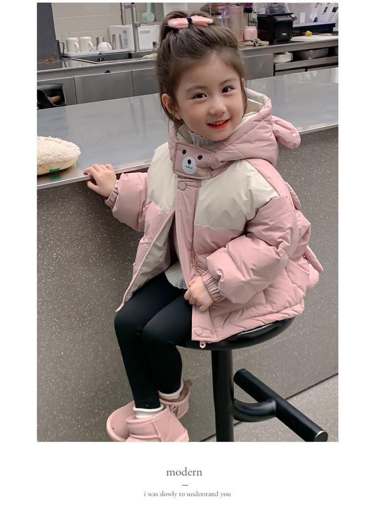 Girls' Quilted Cotton Jacket - New Autumn/Winter 2024 Style, Thickened for Warmth and Stylish Comfort