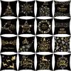 Christmas Pillow Case Black Gold Series Wish Peach Skin Printed Home Pillow Sofa Cushion