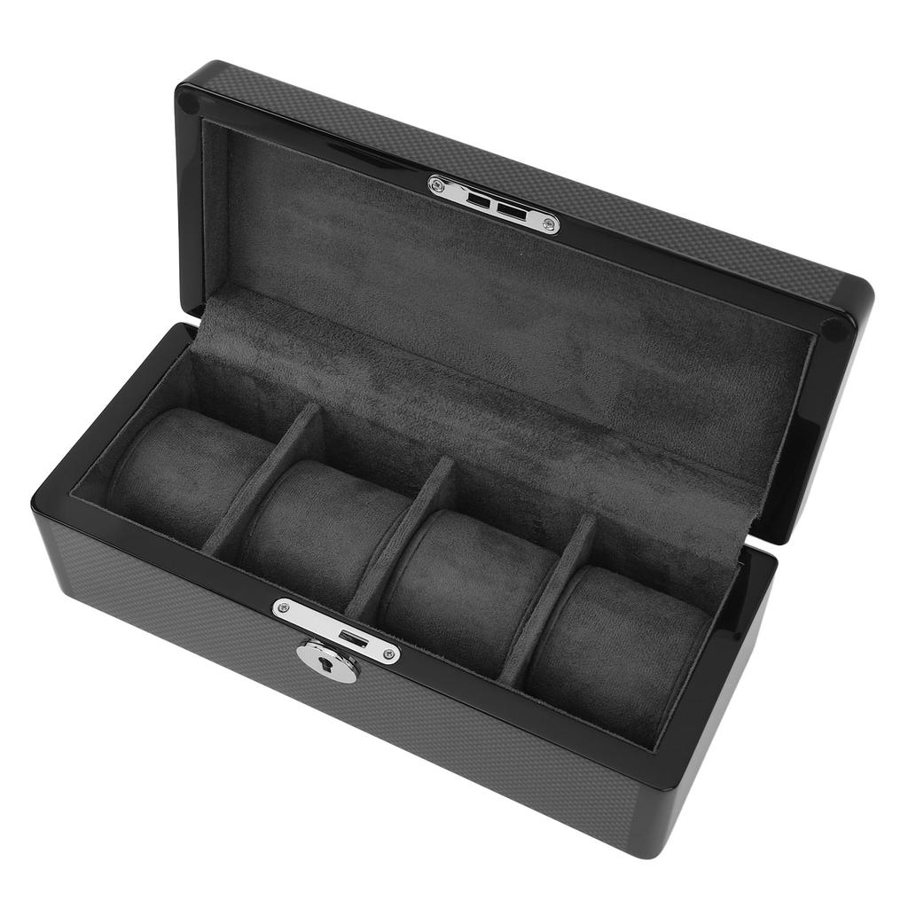 Коробка для часов, черная, 4 слота, мягкая бархатная подкладка, витрина, органайзер для ювелирных наручных часов