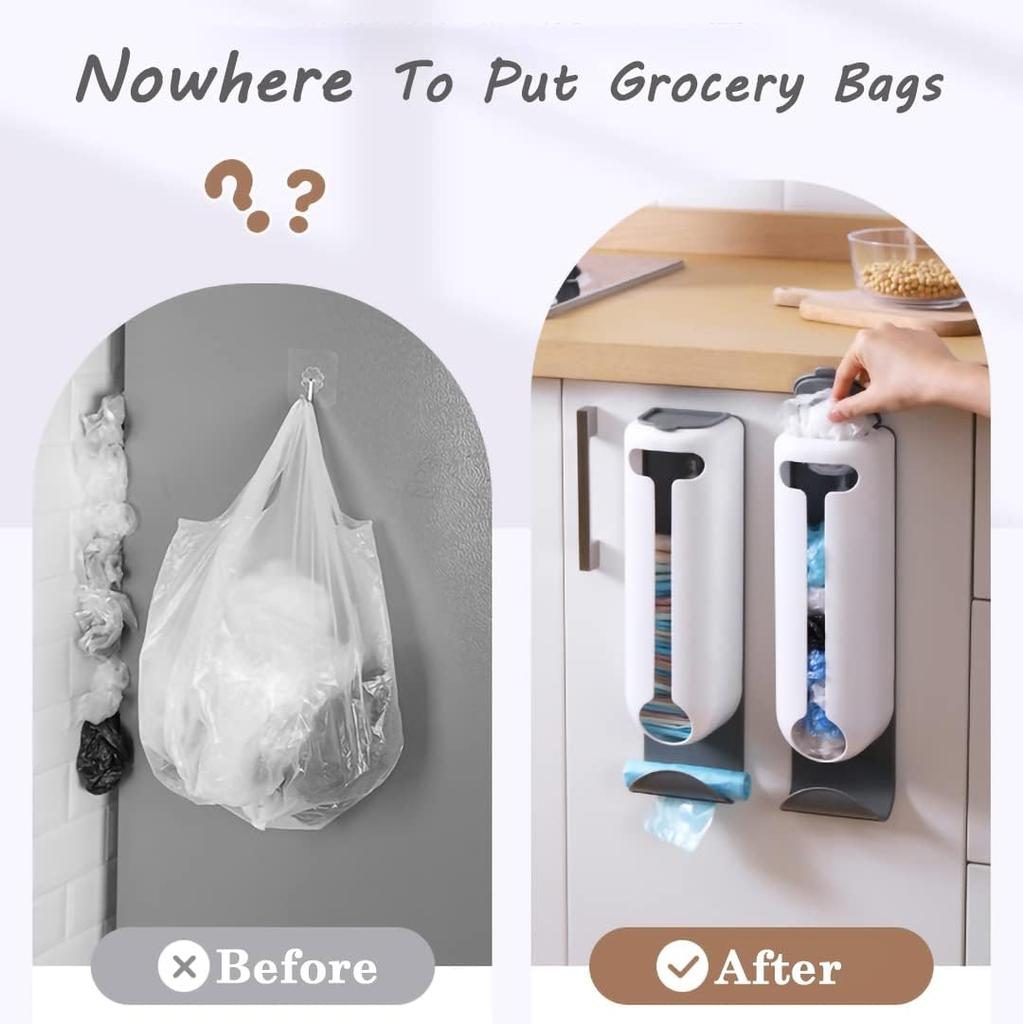 Plastic Bag Holder Wall Mounted Grocery Bag Holder Trash Bag Holder Dispenser Kitchen Grocery Bag Storage Organizer Saver