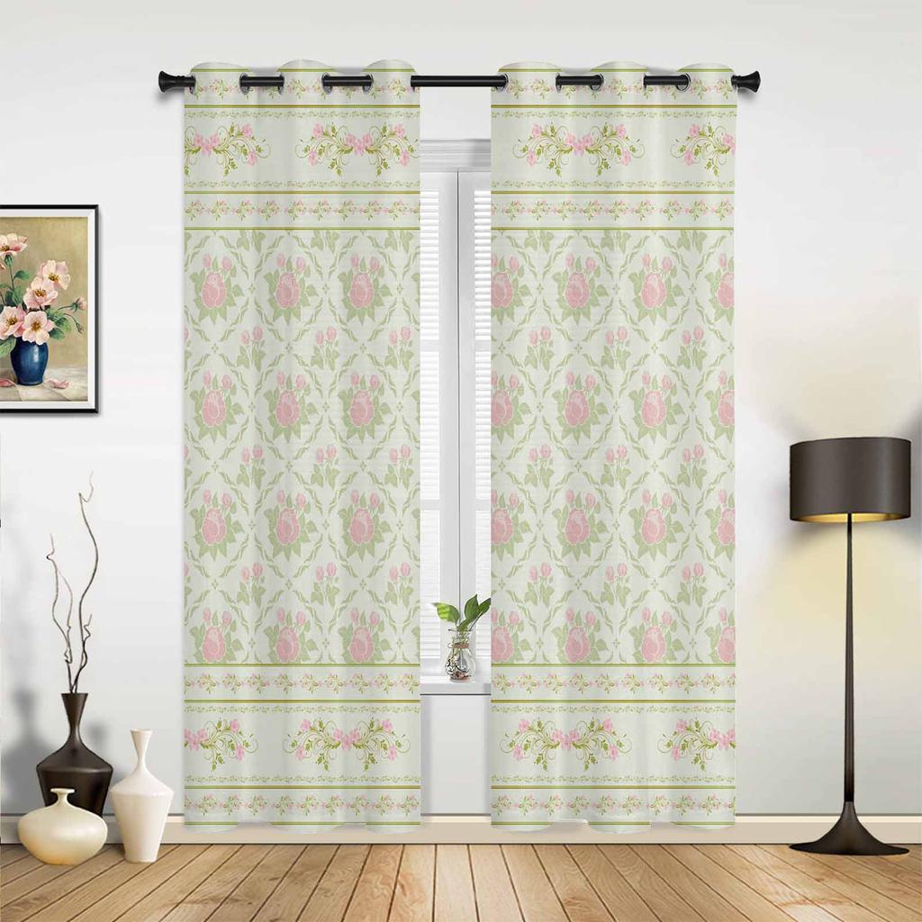 Pastoral Style Flowers Plants Window Curtains for Living Room Luxury Bedroom Curtain Kitchen Blinds Drapes Curtains