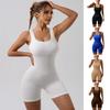 Ribbed Yoga Bodysuit with Removable Chest Pads Seamless High Elasticity Compression Abdomen Tightening Waist Shaping Butt Lifting Fitness Sportwear