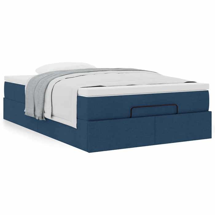 Cadre de lit avec matelas - Maison Exclusive - Tissu bleu - 120x200 cm - Coffre hydraulique