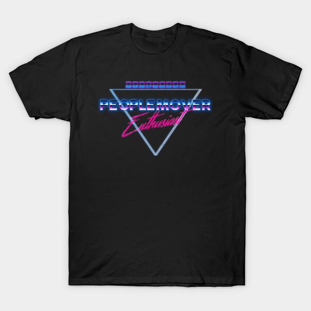 Men Black Print T-shirt 80'S Peoplemover Enthusiast No-Cut Transfer Paper Print Cotton Tshirt