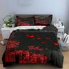 Red butterflies and flowers. Bedding sets Duvet cover sets Duvet covers Pillowcases(1*Duvet Cover 2*Pillowcases without duvet insert)