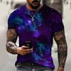 Звездное небо 3D цифровая печать модные мужские футболки уличная мода персонализированные свободные повседневные футболки с круглым вырезом и коротким рукавом
