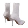 Большие размеры эластичный трикотаж узкие ботинки носки ботинки женские осень и зима новые эластичные высокие каблуки острый носок женские ботинки
